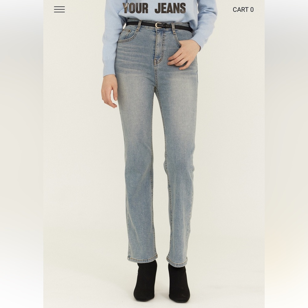 Korea Your Name Here straight leg stretchy jeans denim pants